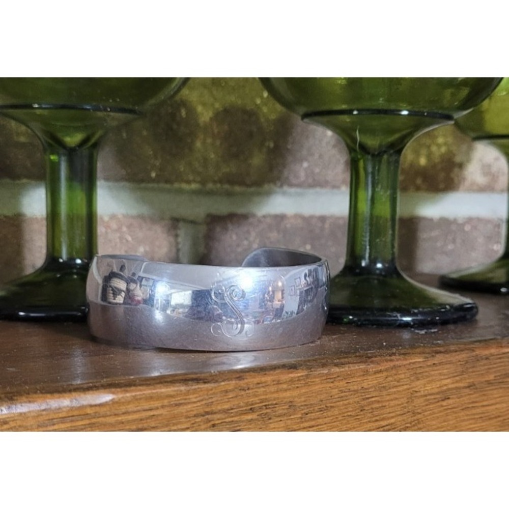 Kirk And Son Women's Cuff Bracelet Pewter "S"  Etched Initials